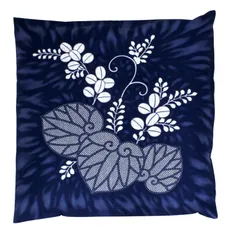 祝事 来客用 法事 和テイスト 和室 裏表同じ柄 洗える 綿100％ 日本製 ファスナー式 オールシーズン 約55×63cm 八端判 ネイビー Z59602-72 「桐」 座布団カバー メリーナイト