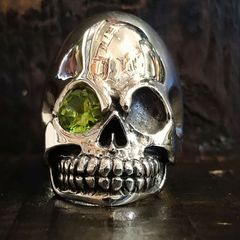 Mexican Skull ring peridot 15号
