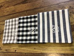 播州織 綿麻ウェザークロス mulberryロゴ刺繍ハンカチ