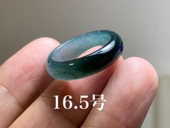 L11-98 氷種 深青色 薄グレー青 16.5号 天然グアテマラ産 A貨 本翡翠 くりぬき リング