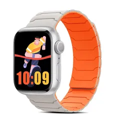 【新品】 CiimWaa Apple Watch 用 バンド マグネット シリコン バンド 42mm/44mm/45mm/46mm/49mm アップルウォッチ 用 強力な磁気 スマートウォッチ交換 時計ベルト iWatch Series Ultra 3/S 1