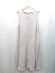 ◇ ⊂ SM2 サマンサ モスモス 綿麻混合 ノースリーブ ロング ワンピース サイズF サンドベージュ レディース E  【1412090020612】