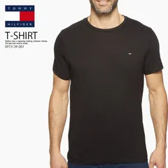 TOMMY HILFIGER (トミー ヒルフィガー) SHORT SLEEVE CORE FLAG CREW NECK TEE (ショート スリーブ コア フラッグ クルー ネック Tシャツ) フラグロゴ 半袖 BLACK ブラック 09T3139-001