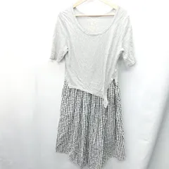 ◇ as know as de base チェック柄 半袖 ロング丈 ワンピース サイズ表記なし グレー ブラック ホワイト レディース E  【1408060026593】