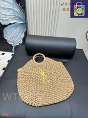 SAINT LAURENT ラフィア ショッピングトート ? 42×35cm [本日特価|新品未使用品]-WT0輸入