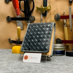 ブライドルレザー イントレチャート 編み込み メンズ 財布　長財布 二つ折り財布