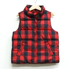 ギャップ ダウンベスト 中綿入り チェック柄 アウター キッズ 男の子用 120サイズ レッド×ネイビー GAP 【中古】のサムネイル
