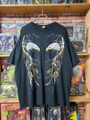 【US古着】Double Eagle Thunder T-shirt | イーグル 稲妻 グラフィック ビックプリント 半袖 Tシャツ ブラック ビックサイズ 2XL