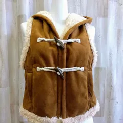 LOWRYS FARM ローリーズファーム ムートン調ベスト M ブラウン フード付き