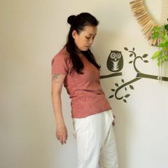 asana ヘンプコットン スリムTee・草木染めチーク