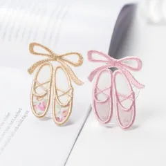 【L-13】トゥシューズワッペン  ★リバティ生地使用　バレエシューズ　アイロンワッペン