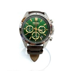 ★SEIKO セイコー 8T63-0000 クロノグラフ クォーツ 腕時計 アナログ ステンレス グリーン文字盤