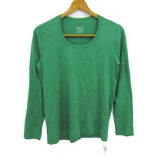 シンプルライフ 長袖Ｔシャツ トップス Uネック コットンT 未使用品 レナウン レディース Lサイズ グリーン SIMPLE LIFE