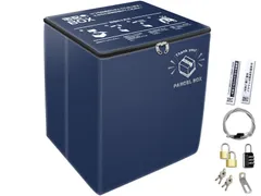 MTK 宅配ボックス 折りたたみ 大容量 75L 縦型 スリム 鍵付 ワイヤー付き ステッカー付き 防水 屋外 おしゃれ マンション アパート 一戸建て 置き配 OTB05 (ネイビー)