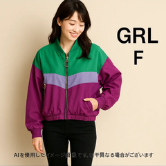 AB0283 GRL 配色ブルゾン ジャケット ac1156 ゆったり Fサイズ