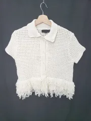 ◇ ⊂ ZARA ザラ 半袖 ニット カーディガン サイズEUR M USA M MEX 28 アイボリー系 レディース E  【1507230003089】