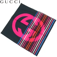 極美品☆GUCCI GG ロゴ インターロッキング ストライプ ハンカチ