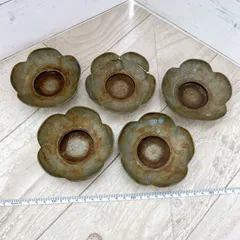 煎茶道具 乾茂號造 中国 在銘 古錫 茶托 五客