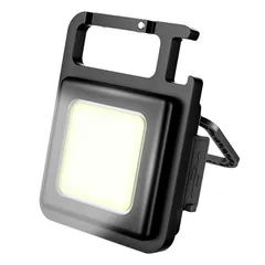 小型 COB LED ライト 投光器 USB充電式 キーホルダー式 4種点灯 強力 広角 懐中電灯 カラビナ 作業灯 軽量 高輝度 防水 磁石 栓抜き