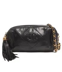 シャネル チェーンレザーショルダーバッグ ココマーク ゴールド金具 フリンジ レディース CHANEL
