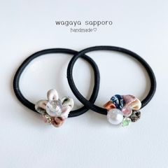 着物生地　ヘアゴム　和風