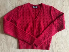 BLACKUP(ブラックアップ) 赤 ケーブル編み ニット カーディガン