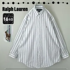 Ralph Lauren ラルフローレン★シックンシンストライプ★YARMOUTH★ボタンダウン★白シャツ★16 1/2-33 2307J085