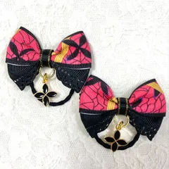 和柄リボン　ヘアゴム　鬼滅　堕姫　だき　2個セット