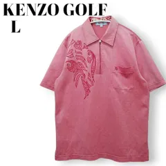 【春夏秋/鬼才のデザイン】KENZO GOLF ケンゾー ゴルフ ポロシャツ 3(L) 赤 メンズ/刺繍/日本製/90s/ヴィンテージ/ハーフジップ