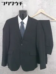 ■ ATELIER SAB MEN アトリエサブメン 背抜き ストライプ シングル パンツ スーツ 上下 サイズ50 ブラック メンズ  【1002801681647】