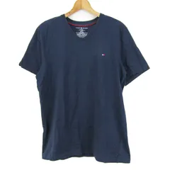 トミーヒルフィガー 半袖Ｔシャツ トップス Vネック ワンポイントロゴ メンズ Mサイズ ネイビー TOMMY HILFIGER 【中古】