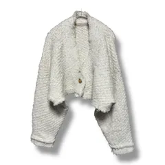COCODEAL ココディール ツイードショートニットカーディガン 羽織り 上着 ショート丈 クロップド丈 23AW 金ボタン 長袖 フリンジ レディース サイズ2 アイボリー系 秋 久喜倉庫店 K407Y