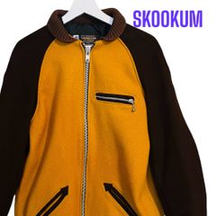 SKOOCAM ファラオジャケット 36 MADE IN USA マスタードイエロー✖️ブラウン スタジャン  スタジアムジャンバー
