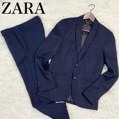 最適な価格極美品ZARA ザラ　メンズ　セットアップ　チェック　青　ブルー　Lサイズ スーツ