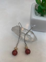 レッドアゲート（赤瑪瑙・めのう）チェーンピアス