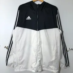 adidas アディダス ナイロンジャケット ウインドブレーカー フーディー スリーライン メッシュライナー フィリピン製 メンズ ホワイト ブラック