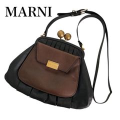m24 MARNI マルニ がま口 ショルダーバッグ イタリア製 ブラック ブラウン レディース レザー
