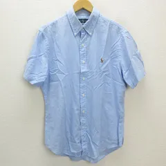 s■ラルフローレン/Ralph Lauren ロゴ刺繍 半袖オックスフォードシャツ【L/G】水色/MENS/78【中古】
