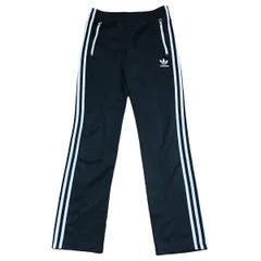 古着 adidas アディダス トラックパンツ ジャージ トレフォイルロゴ 3ライン ブラック M 95サイズ 254-65
