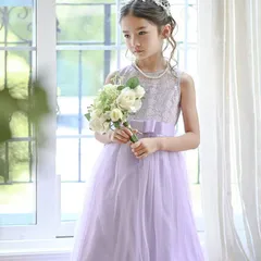 【ライラック】デコルテシースルーレースロングドレス YUP12 《メール便優先商品》 キッズ キャサリンコテージ