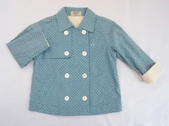 ファミリア familiar 110cm アウトレット 子供服 女の子 長袖 薄手 ブルゾン ジャケット コート 水色 水玉 ショート丈 春 秋 ★3 アウター ガールズ 女児 キッズ 【中古】 ユーズド 古着 子ども服 こども