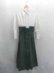 ◇ ⊂ Lily Brown リリーブラウン ウエストベルト 長袖 ロング ワンピース サイズ0 ホワイト ブラック レディース E  【1504240033075】