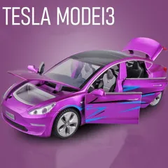 テスラ モデルスリー 1/32 合金 シミュレーション 車おもちゃ 模型 パープルのサムネイル