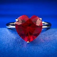 SS シンセティックルビー&CZ リング 4.0ct[エメリー]ハート - メルカリ