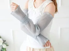 アームカバー 冷感 UVカット 接触冷感 日焼け防止 吸汗 涼しい 速乾 防蚊 ロング 指通し 通常 タイプ メンズ レディース 無印 スポーツ アームウォーマ 男女兼用 おしゃれ かわいい(styleB))