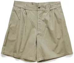 ビンテージ イタリア軍 ツータック コットンツイル ショートパンツ カーキ W35★A ショーツ ハーフ ユーロ ミリタリー トラウザーズ