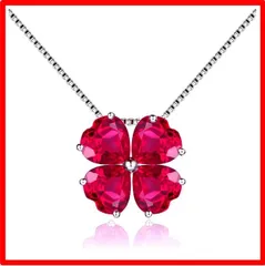 【送料無料 】7月 誕生石 ルビー [JIANGXIN] シルバー 925 18Kゴールドプレーティング ネックレス「 I love you 」ハート ペンダン