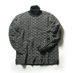 【新品】 NICOLE CLUB FOR MEN ／ ニコルクラブフォーメン　軽量 タートルネックニット 家庭洗濯OK 幾何学模様 ジャガード セーター ブラック ホワイト ｜ 秋冬