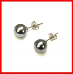 【送料無料 】Style: グレー8mm珠 [クレインズコレクション] 日本製 花珠級 真珠 磨き貝パール ピアス ケース付 冠婚葬祭 グレー 8mm珠 K8G