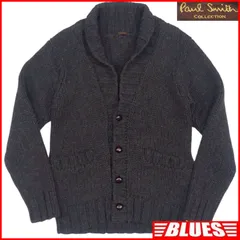 Paul Smith ポールスミス カーディガン セーター ニット M メンズ ショールカラー ウール チャコールグレー ニット_セーターサイズM一覧←SEULB屋着古← TY3720